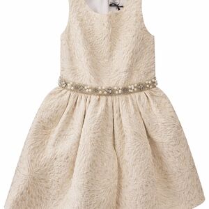 Max Studio Girls' Ivory Gold-Embellished Party Dress